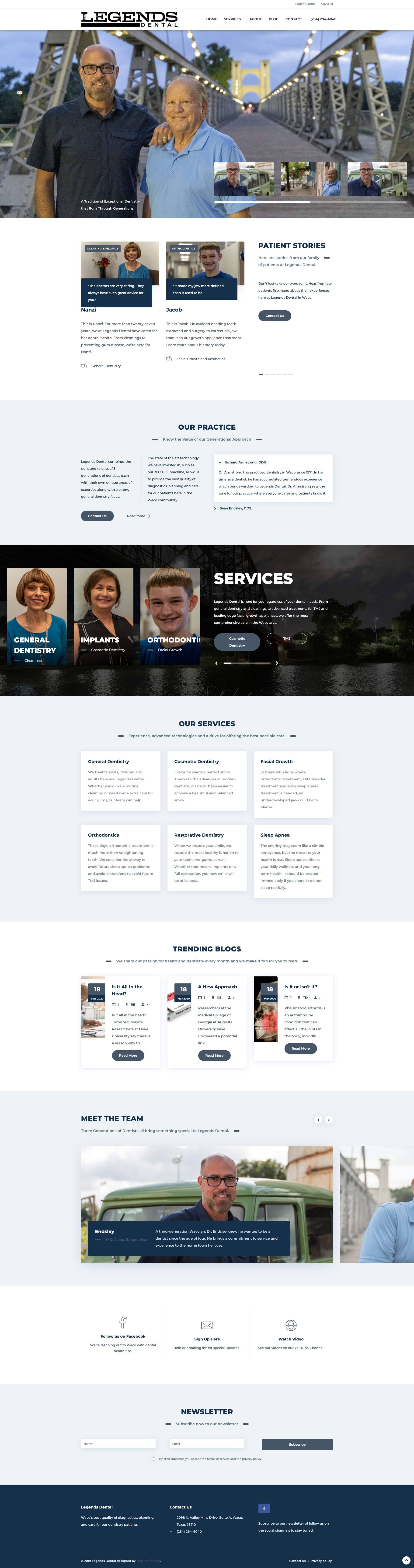 A website design for a construction company specializing in Legends Dental Waco.