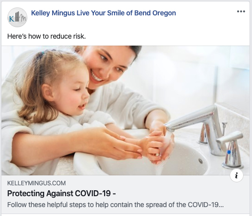 Kelley Mingus' Facebook ad for COVID protection.
