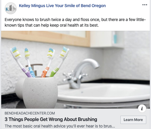 Kelley Miguel's Facebook ad featuring Kelley Mingus.