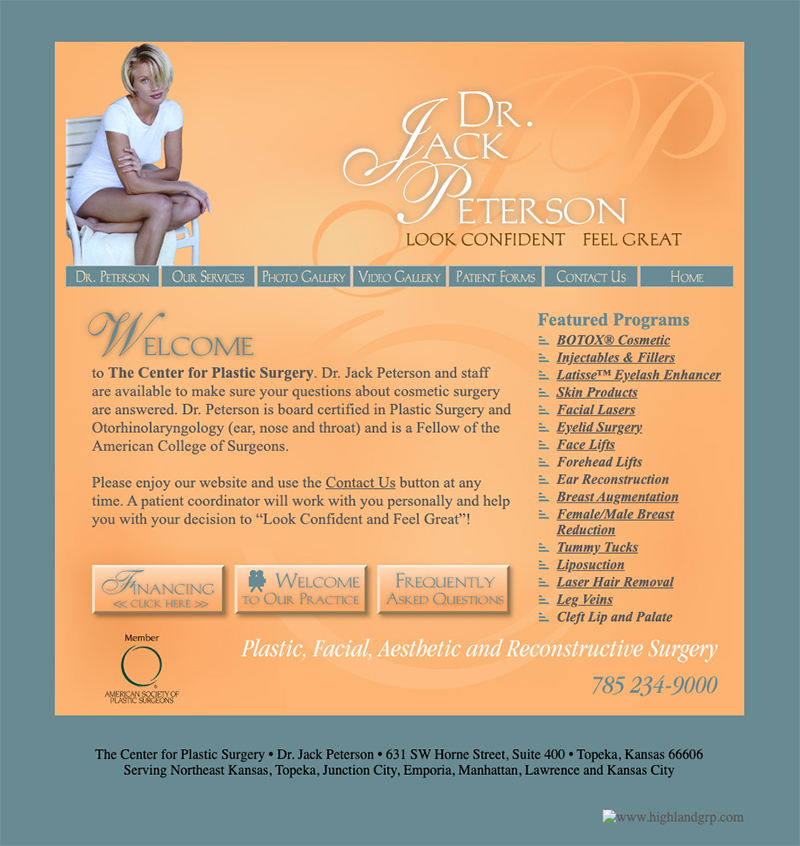 Dr. Jeffrey Persson specializes in website design for Dr. Jack Peterson.