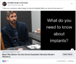 Breathe Modern Dentistry's essential guide to implants on Facebook ad.