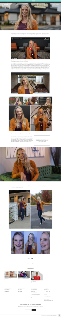 The modern homepage of a woman's website.