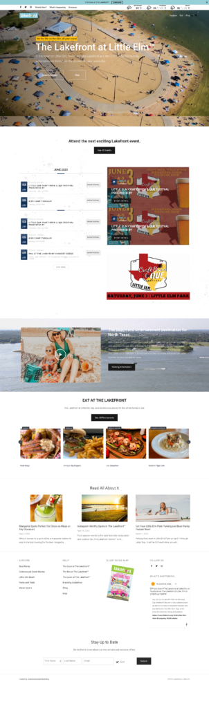 A beach restaurant website design located in the City of Little Elm.