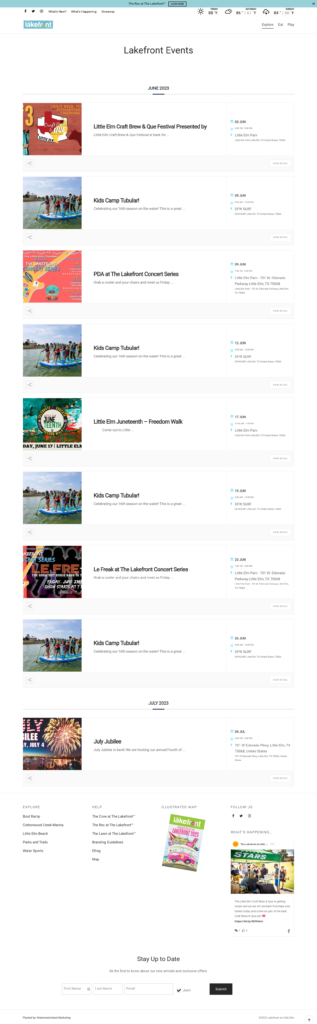 A screen shot of a website showcasing a variety of images depicting the City of Little Elm.