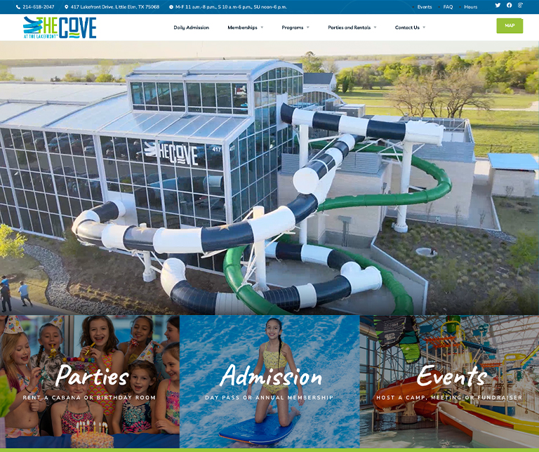 A website design for a water park.