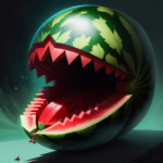 An illustration of a watermelon screaming with its mouth open.