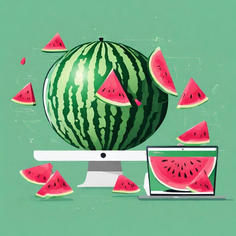 A watermelon sitting on top of a laptop, showcasing inclusive designing.