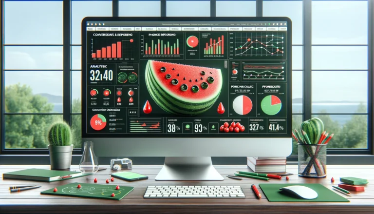 A computer screen with a watermelon on it.