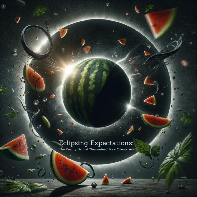 A surreal representation of a watermelon as a celestial body, with slices orbiting it in a cosmic setting, guaranteed to eclipse expectations.