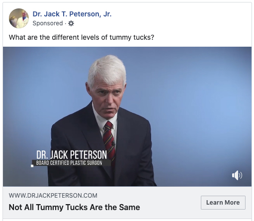 Dr jack peterson's facebook ad.