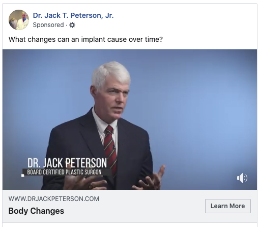 Facebook ad for dr jack peterson jr.